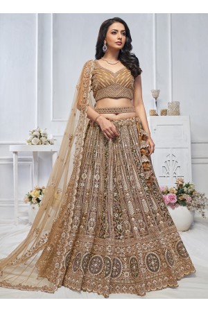 Brown Net Festival Wear Embroidery Work Lehenga Choli KF04B